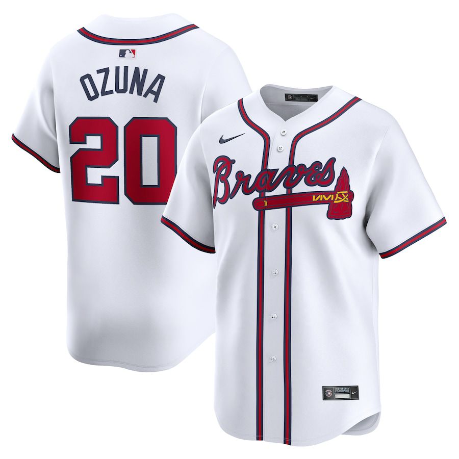 Men Atlanta Braves #20 Marcell Ozuna Nike White Home Limited Player MLB Jersey->atlanta braves->MLB Jersey